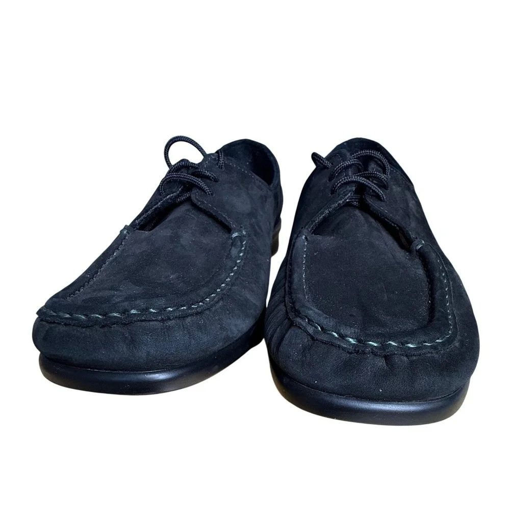SAS Womens Black Suede‎ Lace Up Oxford Moc Comfort Shoes Size 9 M Aetrex Insert